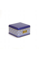 Ef026-a9 Turkish White Blue_swt Home Desenli Kare Metal Saklama Kabı 16x16 Cm