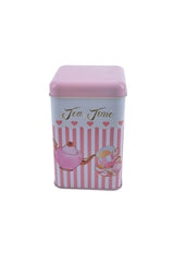 Ef022-e6 Sprinkles Tea Time Desenli Kare Metal Saklama Kabı 11x11 Cm