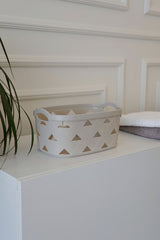 Deri Desenli Saklama ve Düzenleme Sepet Takımı (4'lü), Gri