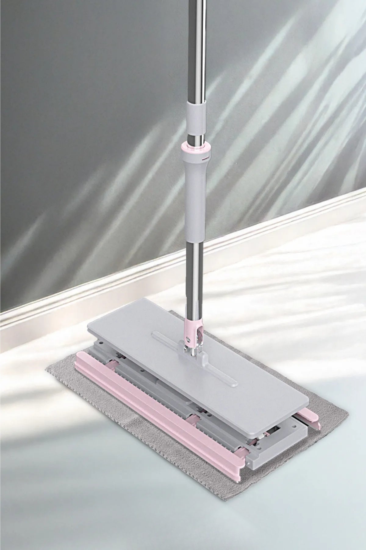 Evle Click Mop, Akıllı Mop Paleti – Paslanmaz Çelik Saplı, Katlanabilir Mikrofiber Temizlik Aparatı