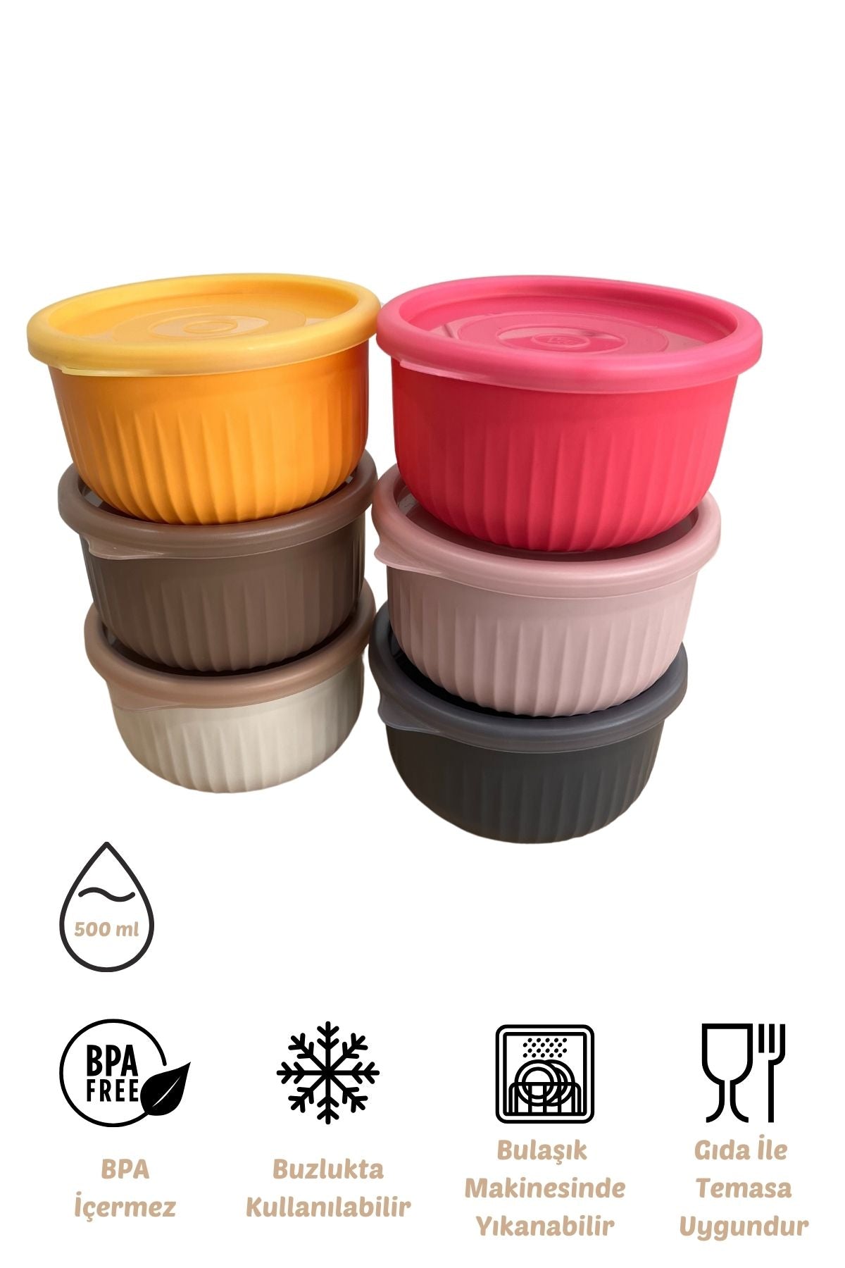 x VipAhmet Vakumlu Saklama Kabı 6'lı Set, 0,50 lt