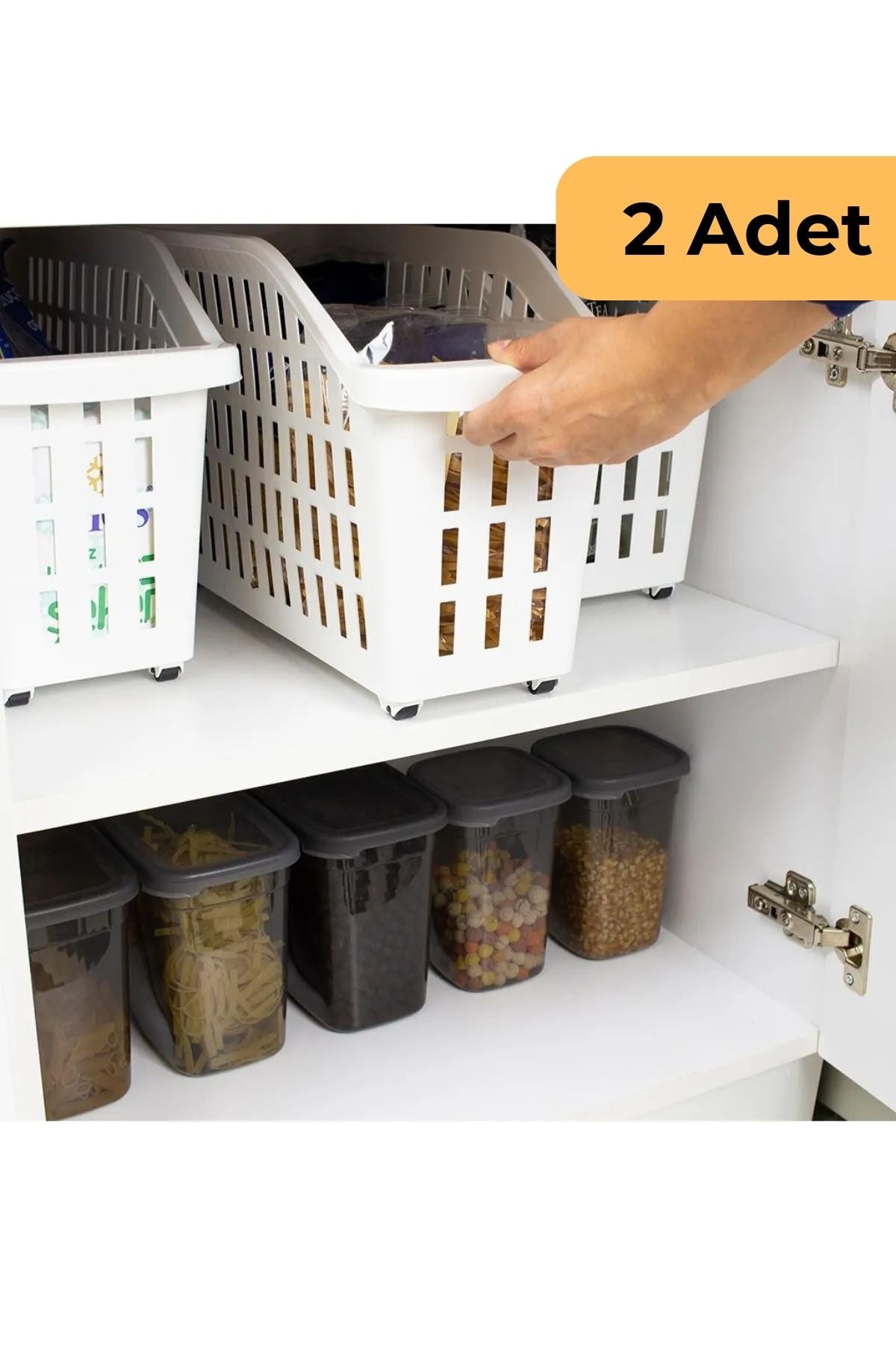13 L Tekerlekli Düzen. Sepet, 2'li Set, Beyaz