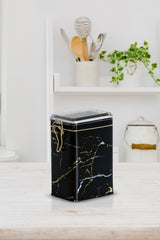 Ef043-50 Marble Black Desenli Dikdörtgen Metal Saklama Kabı 8x10 Cm