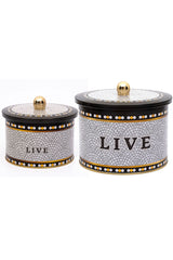 Mosaic Desenli Metal Saklama Kabı Seti - 2'li Set (1,3 Lt - 2,9 Lt) ERB53U1