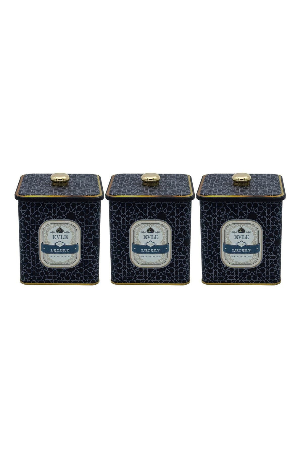 Erb22v2 Kare Metal Saklama Kabı Topuz Kulplu 120x120 3'lü Set