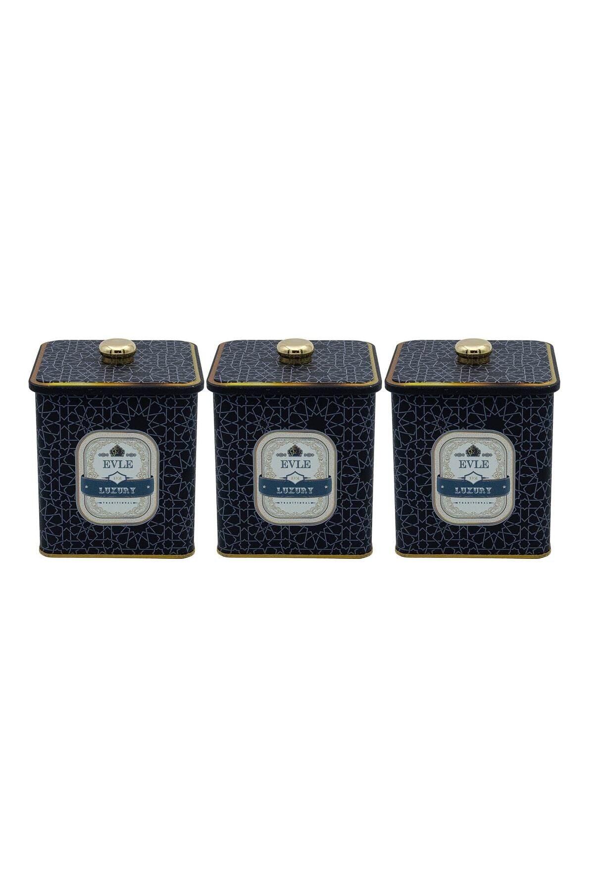 Erb22v2 Kare Metal Saklama Kabı Topuz Kulplu 120x120 3'lü Set
