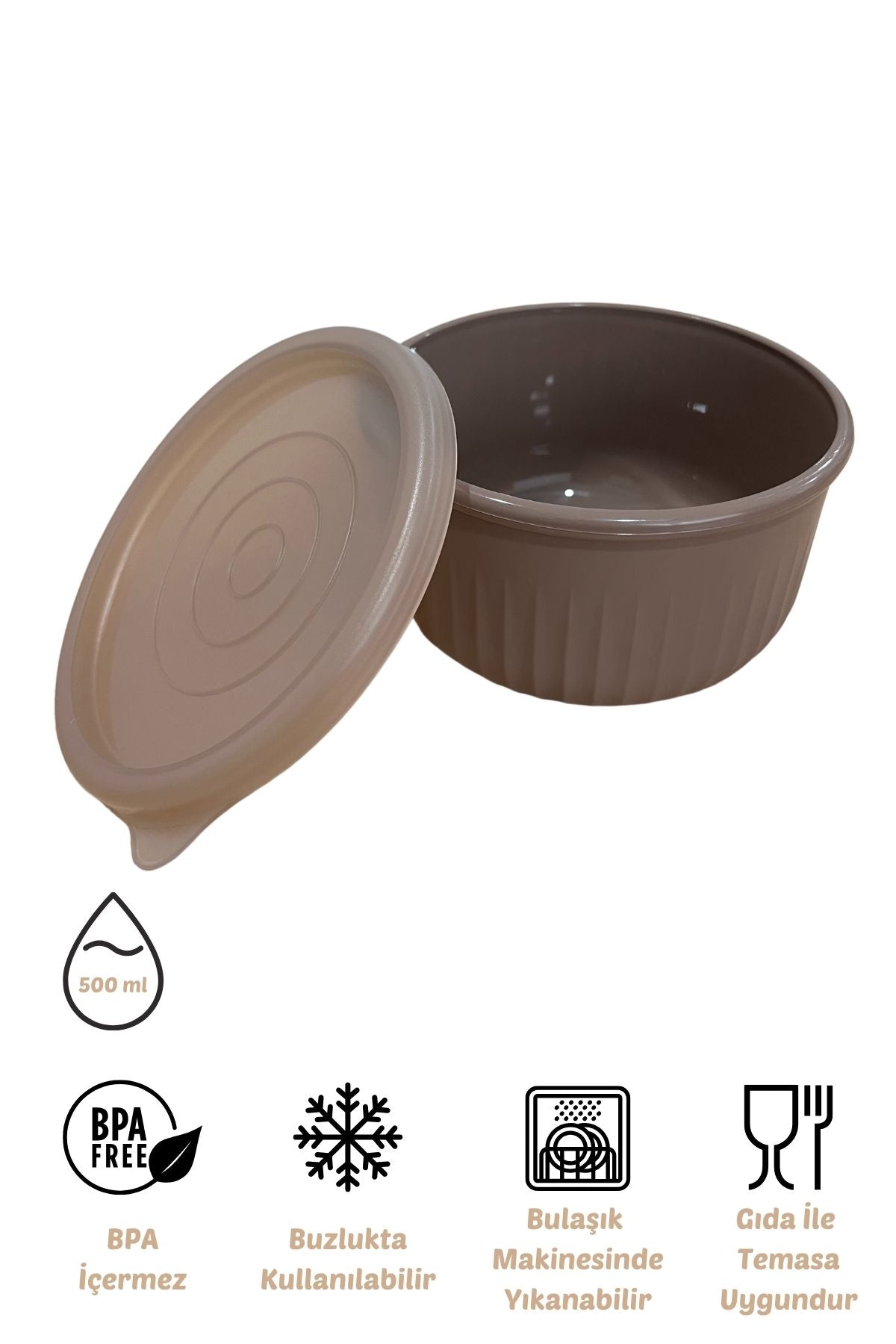 x VipAhmet Vakumlu Saklama Kabı, 0,50 lt, Toprak