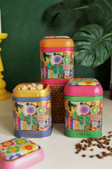 Evle Kare Metal Saklama Kabı, 10.8 x 10.8 x 11.8 cm, 3 lü Set