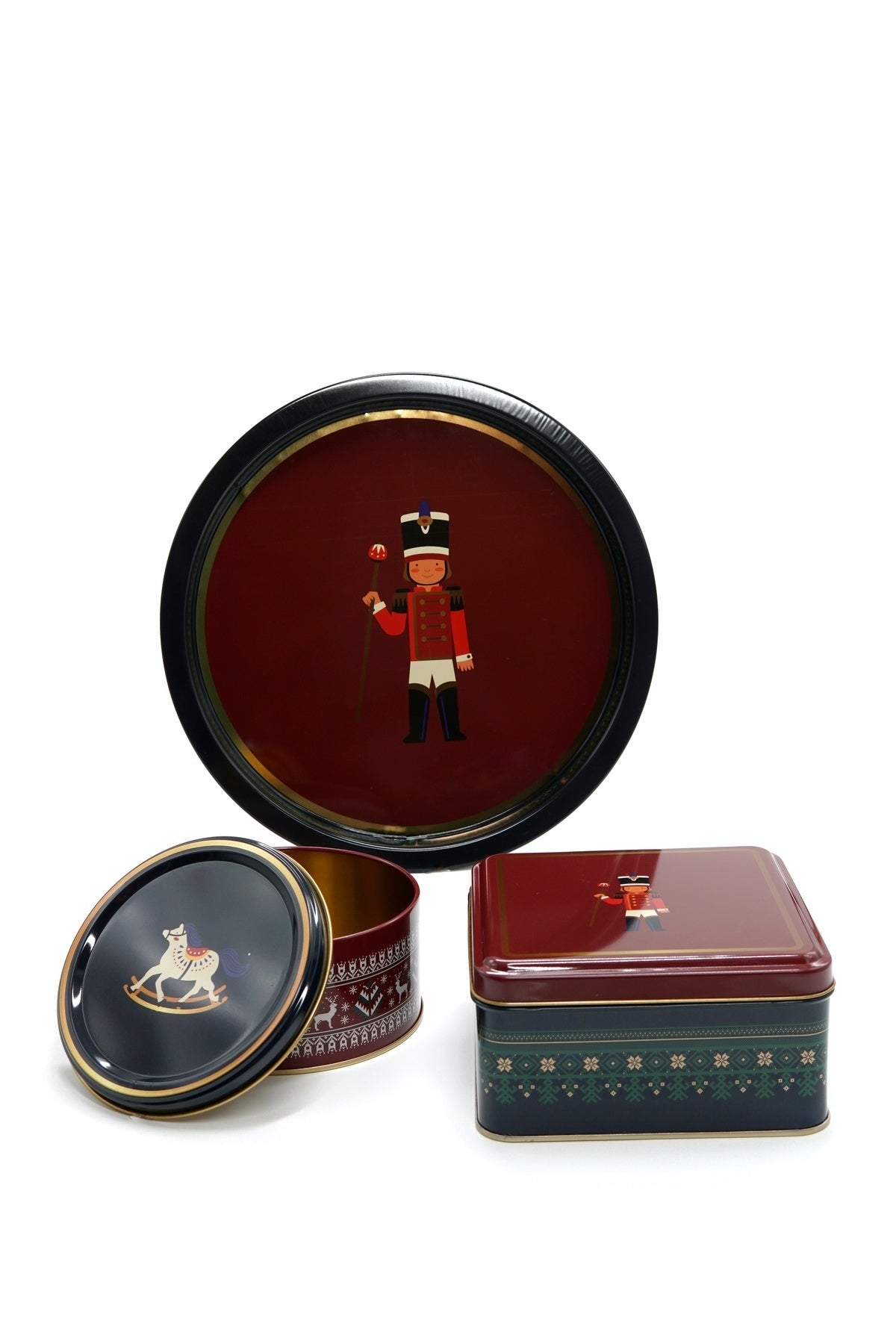 Evle 3 Lü Yılbaşı Set, 15.8 X 15.8 X 8 Cm, Ø14 X 7 Cm, Ø31.5 Cm Tepsi
