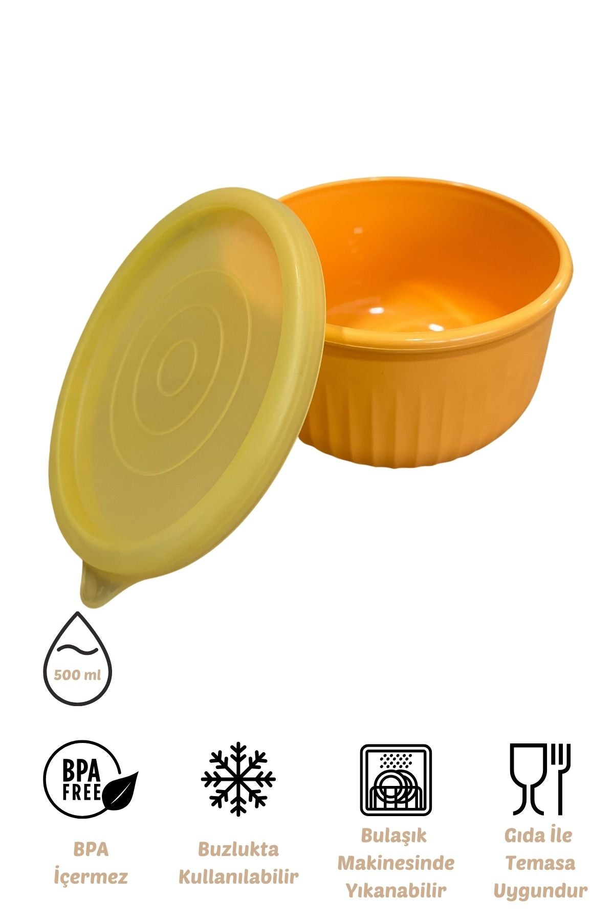 x VipAhmet Vakumlu Saklama Kabı, 0,50 lt, Sarı
