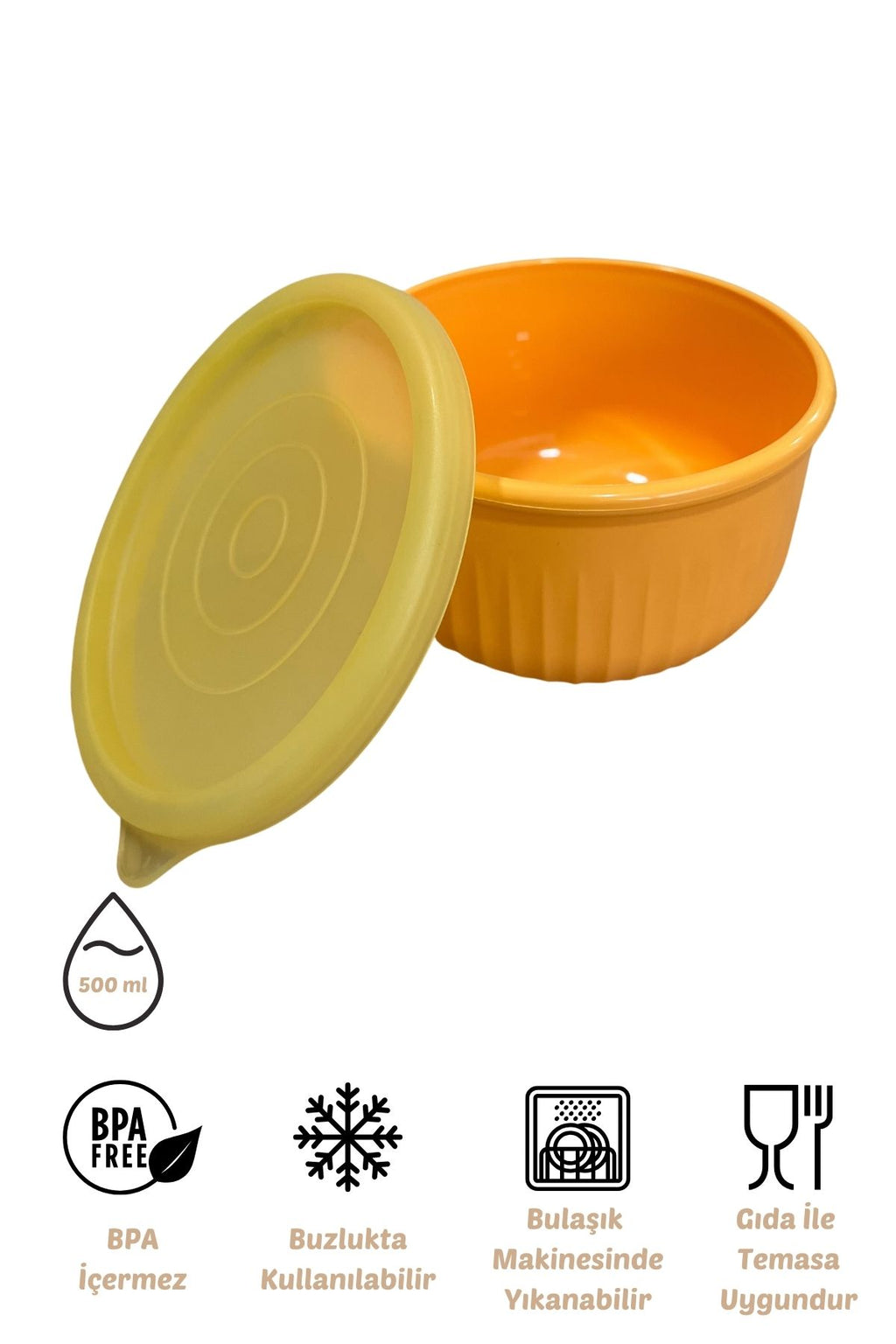 x VipAhmet Vakumlu Saklama Kabı, 0,50 lt, Sarı