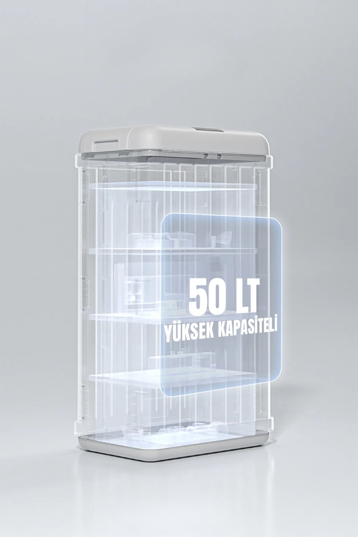 Evle Sensörlü Dekoratif Katlanabilir Plastik Çöp Kovası, 50 lt