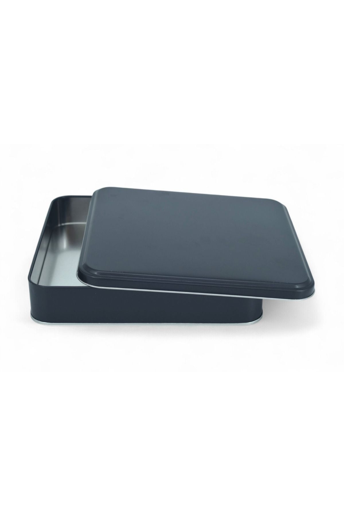 215x215x47 mm Metal Kapaklı Baskısız Metal Kutu, Mat Siyah, 36 Adet