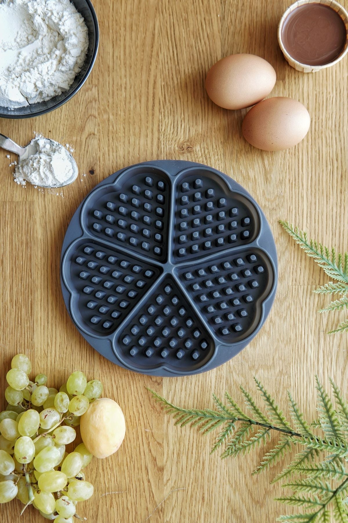Waffle Kalıbı, Platinum Silikon, 18 x 1,5 cm, Gri