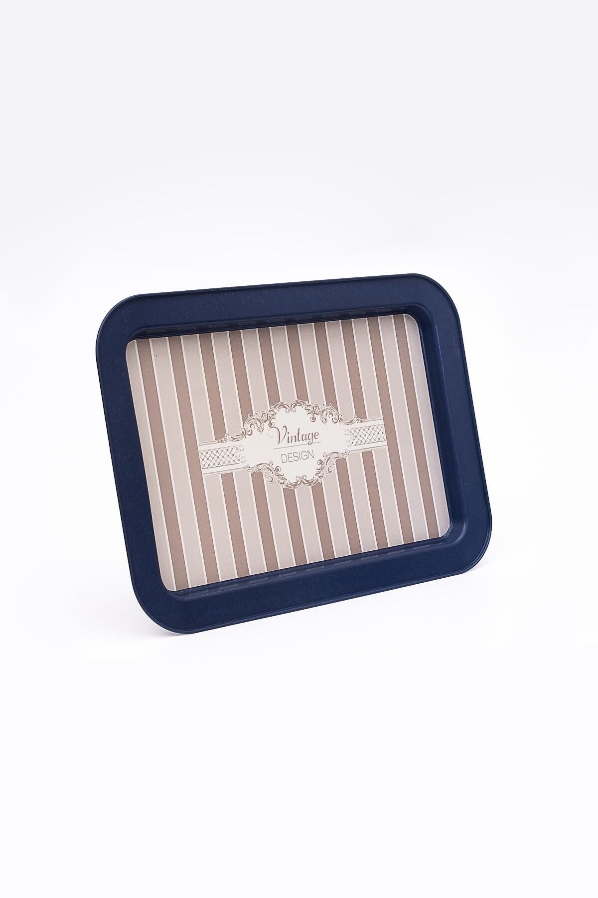 Ee169-5b Elegance Blue Desenli Dikdörtgen Tepsi 32x43 Cm