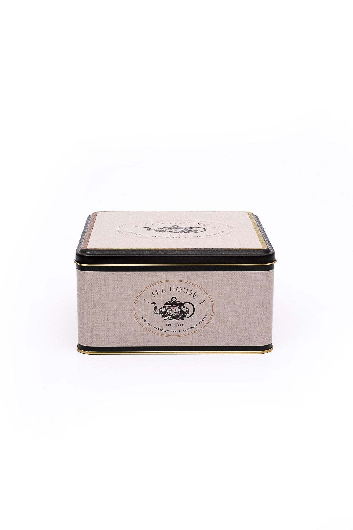 Er028-8f Azura Tea Desenli Kare Metal Saklama Kabı 20x20 Cm