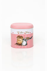 Ef004-e7 Sprinkles Coffee Time Desenli Oval Metal Saklama Kabı 11x15 Cm