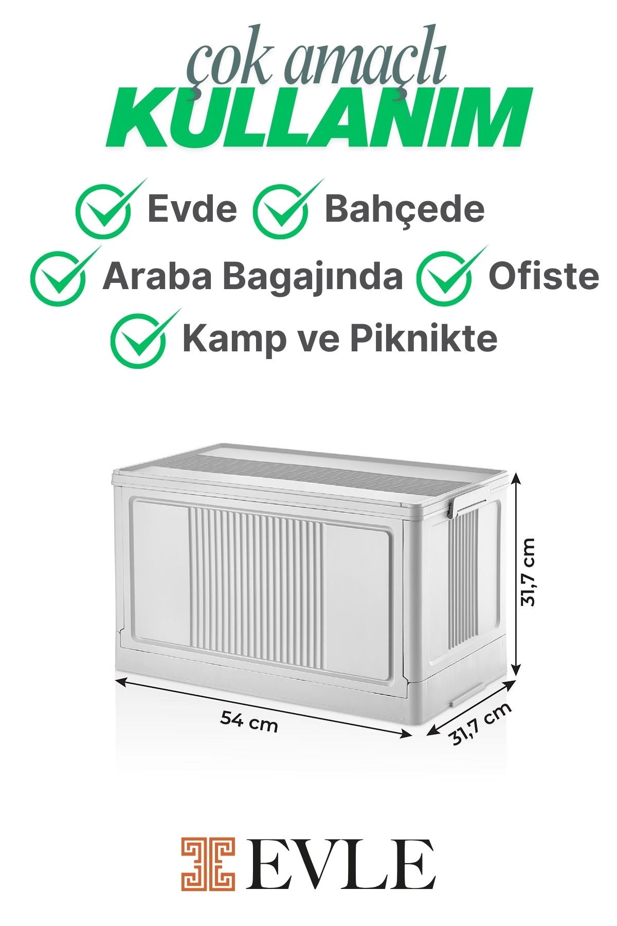 Çok Amaçlı Modüler Kasa, İstiflenebilir Organizer Düzenleyici 55 lt, 54 x 31,7 x 31,7 cm, Beyaz