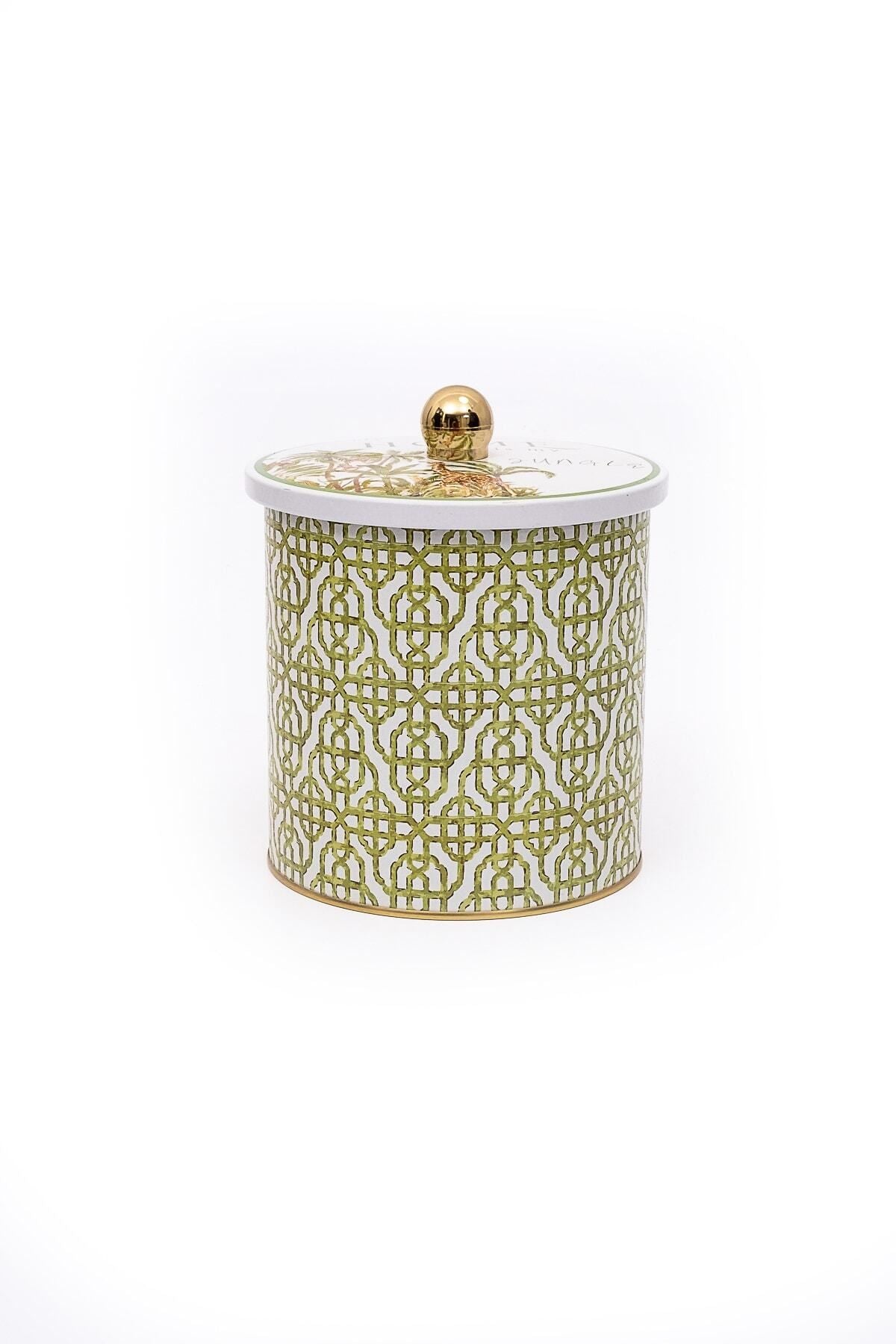 Forrest Desenli Yuvarlak Metal Saklama Kabı 14 Cm, Erzak Kabı 14 Cm X 15 Cm Er143-4g