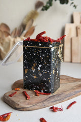 Er043-1h Terrazzo Black Desenli Dikdörtgen Metal Saklama Kabı 8x10 Cm