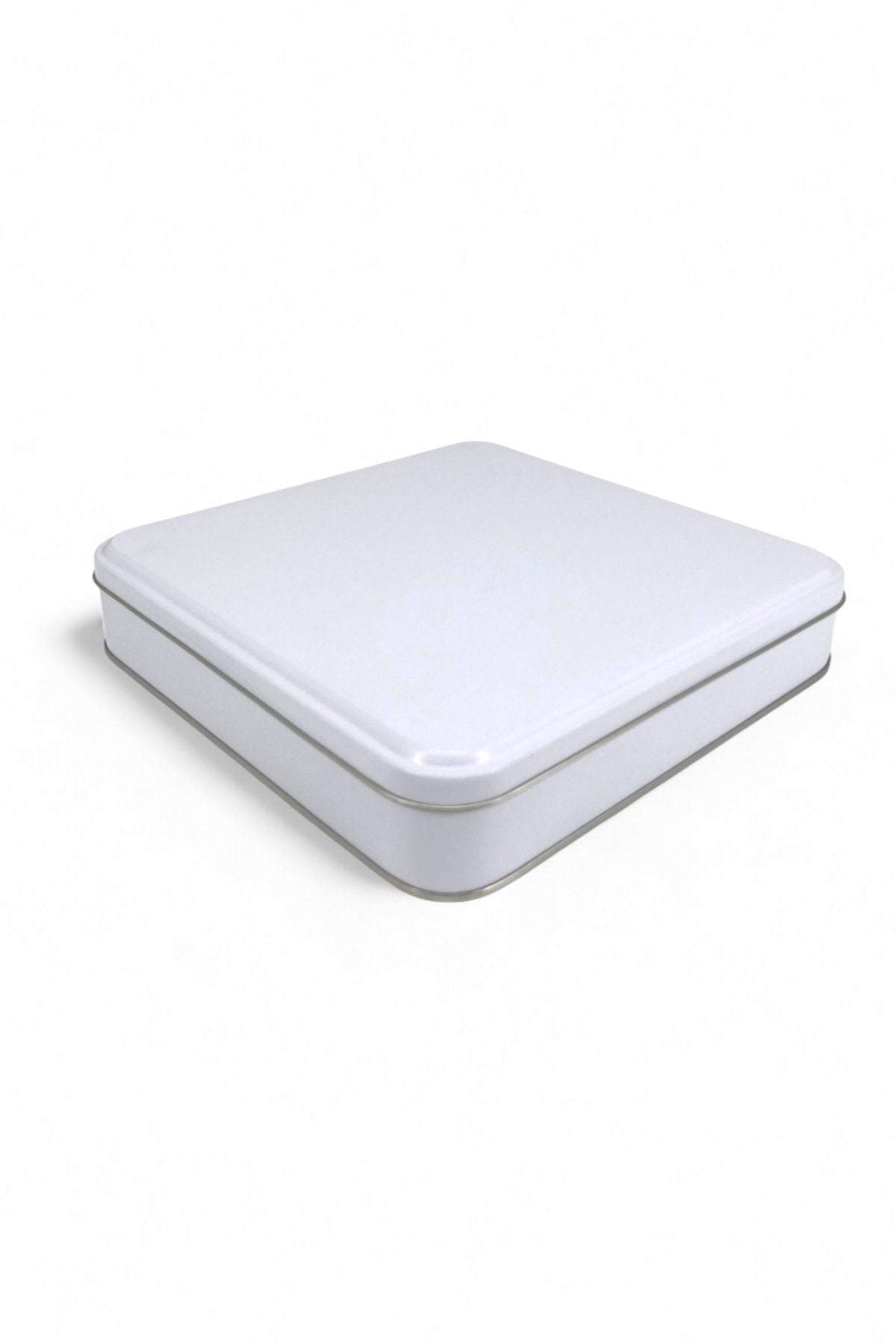 215x215x47 mm Metal Kapaklı Baskısız Metal Kutu, Mat Beyaz, 36 Adet