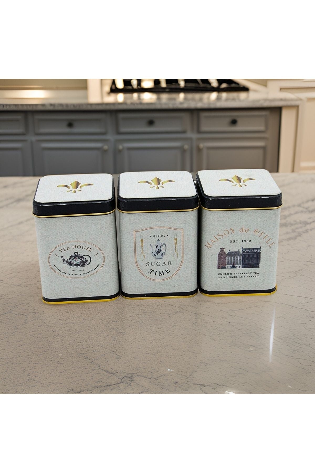 Erb24v3 Kare Metal Saklama Kabı 75x75 3 Lü Set, Azura