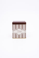 Er024-4j Elegance Chocolate Desenli Kare Metal Saklama Kabı 12x12 Cm