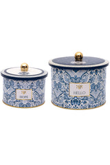 Azulejos Desenli Metal Saklama Kabı Seti - 2'li Set (1,3 Lt - 2,9 Lt) ERB53T6