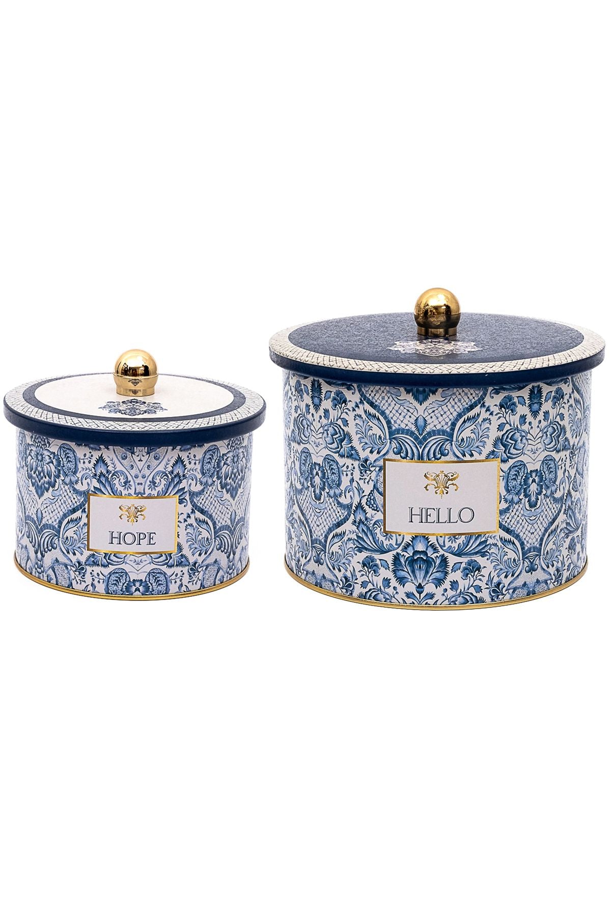 Azulejos Desenli Metal Saklama Kabı Seti - 2'li Set (1,3 Lt - 2,9 Lt) ERB53T6