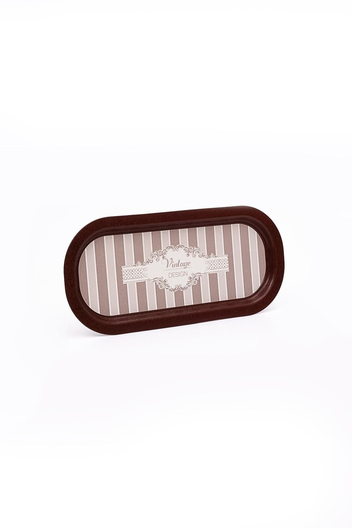 Ee168-8b Elegance Burgundy Desenli Oval Tepsi 16x35 Cm