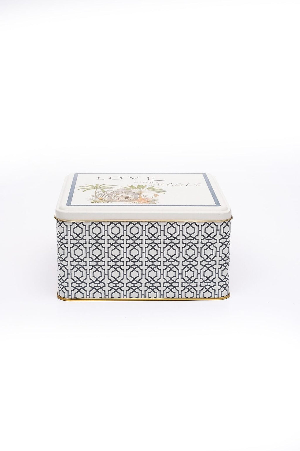 Er028-2g Forrest Grey Desenli Kare Metal Saklama Kabı 20x20 Cm