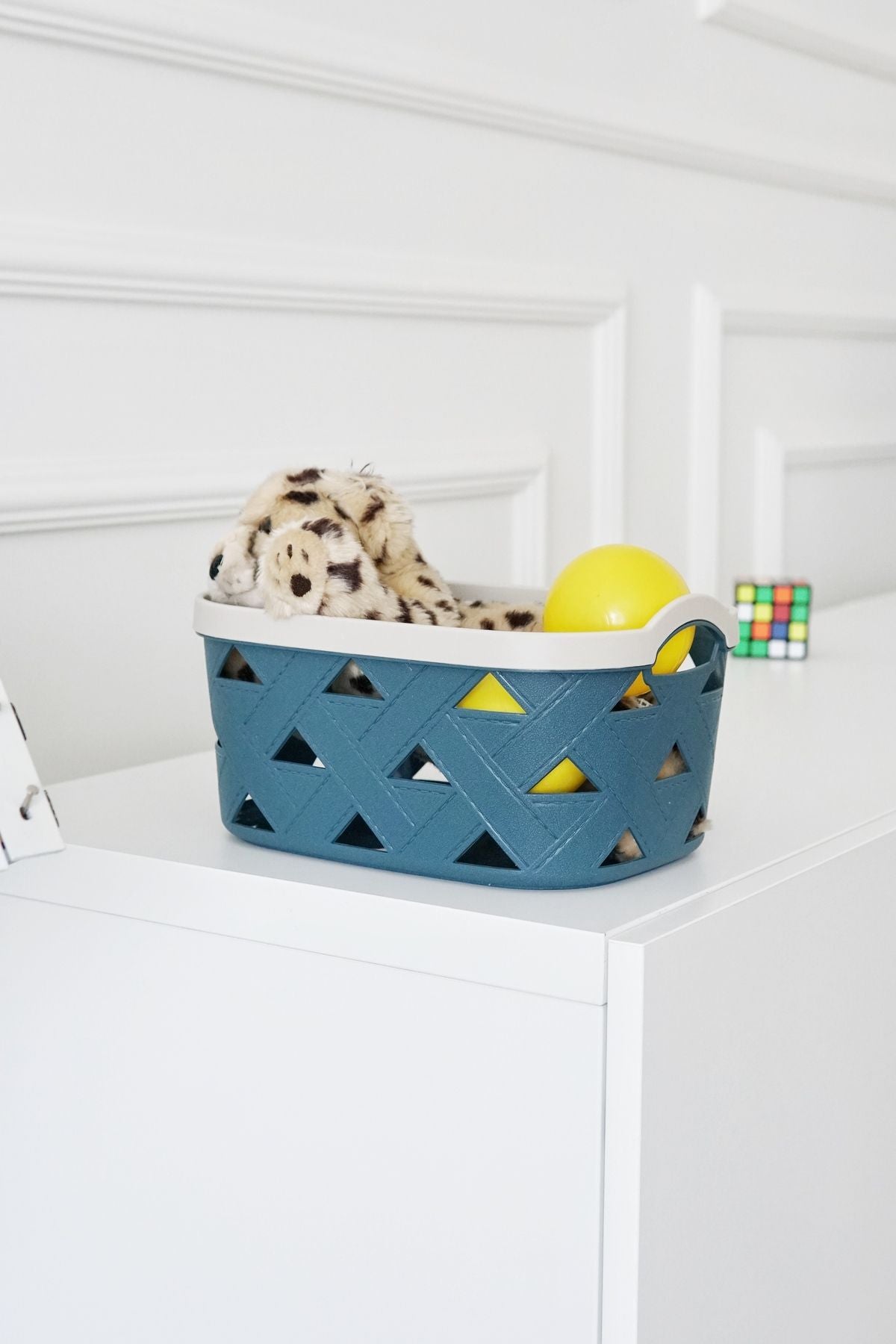 Deri Desenli Saklama ve Düzenleme Sepet Takımı (7’li), Mavi