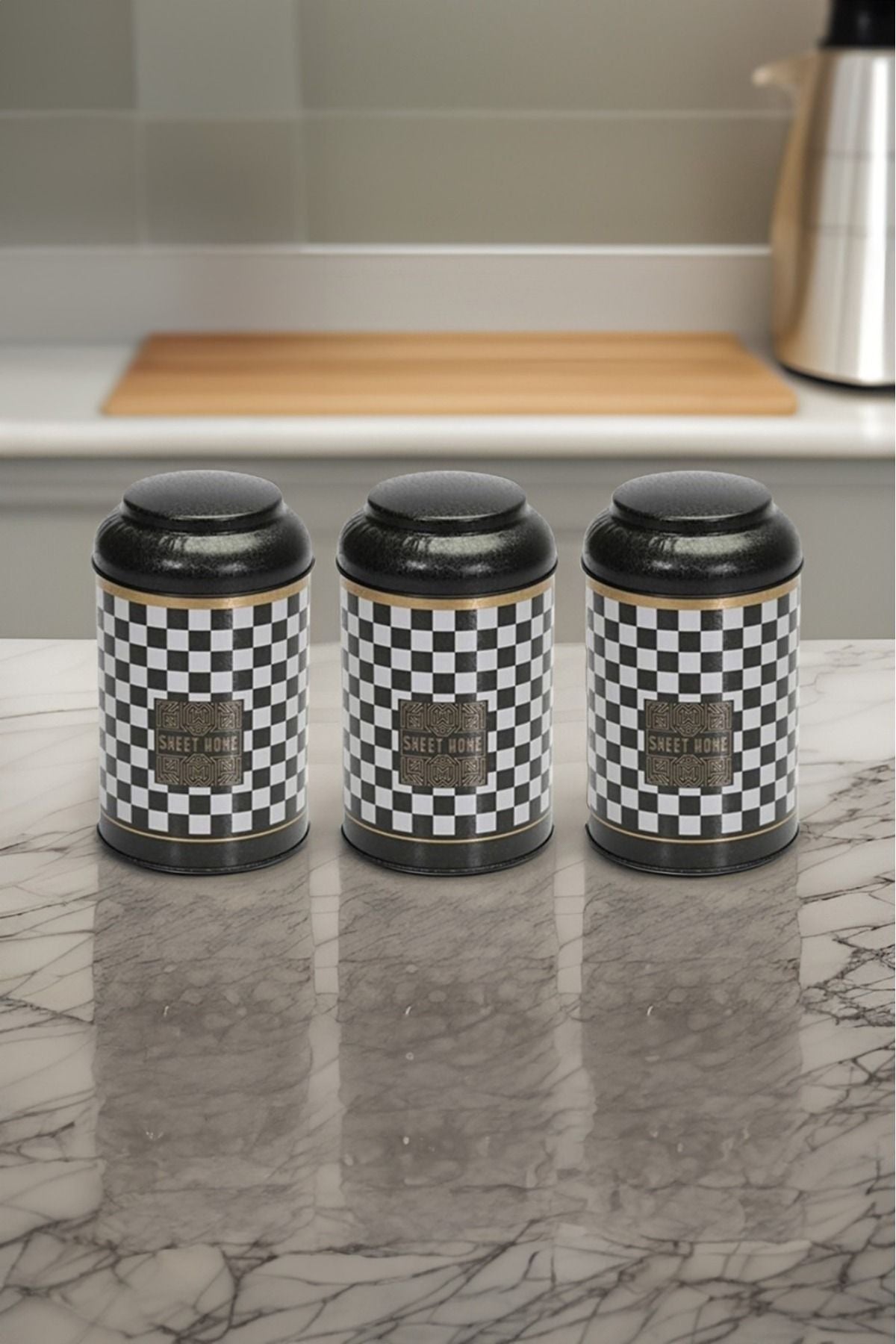 Efb0485 Silindir Saklama Kabı Ø105 3 Lü Set, Sweet Home Black