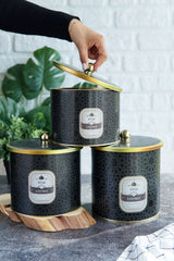 Trellis Desenli Metal Saklama Kabı Seti - 3'lü Set (2,9 Lt - 3,5 Lt - 4,1 Lt) ERB31V2