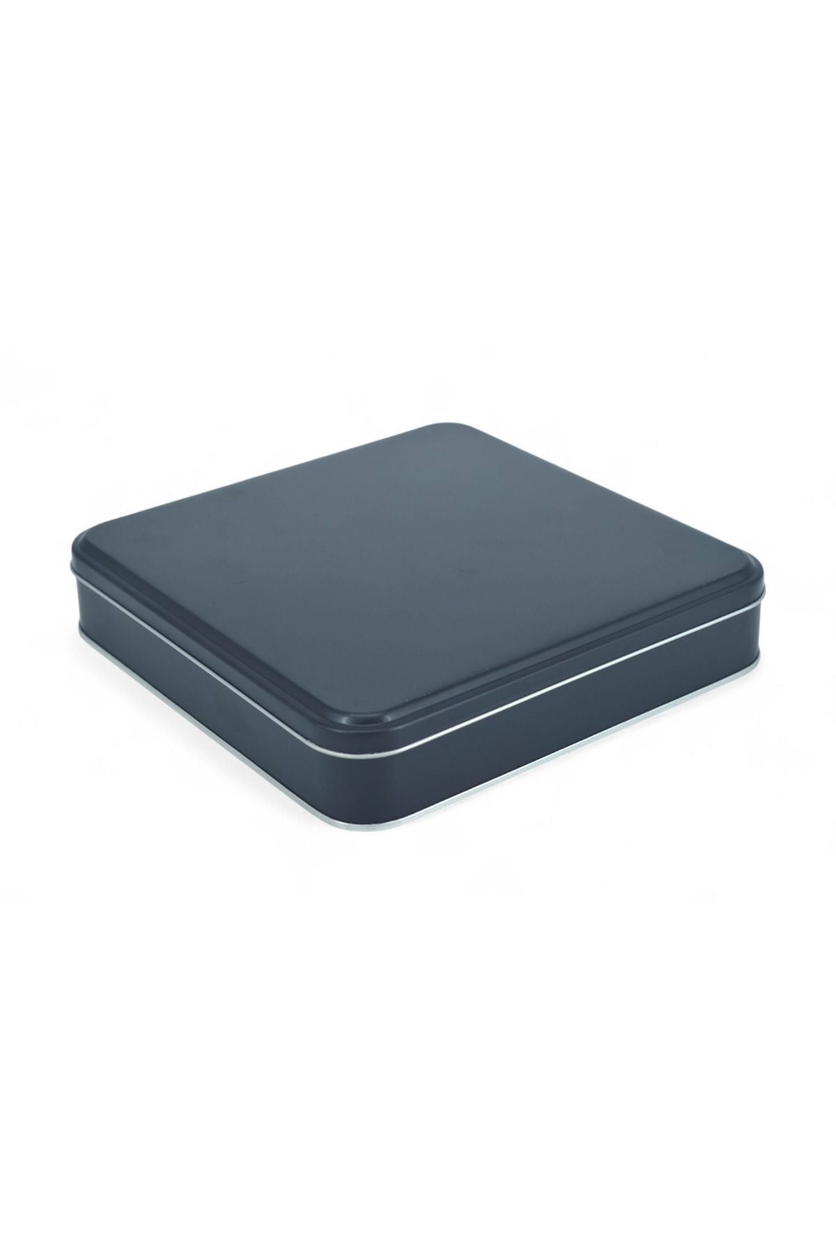 215x215x47 mm Metal Kapaklı Baskısız Metal Kutu, Mat Siyah, 36 Adet