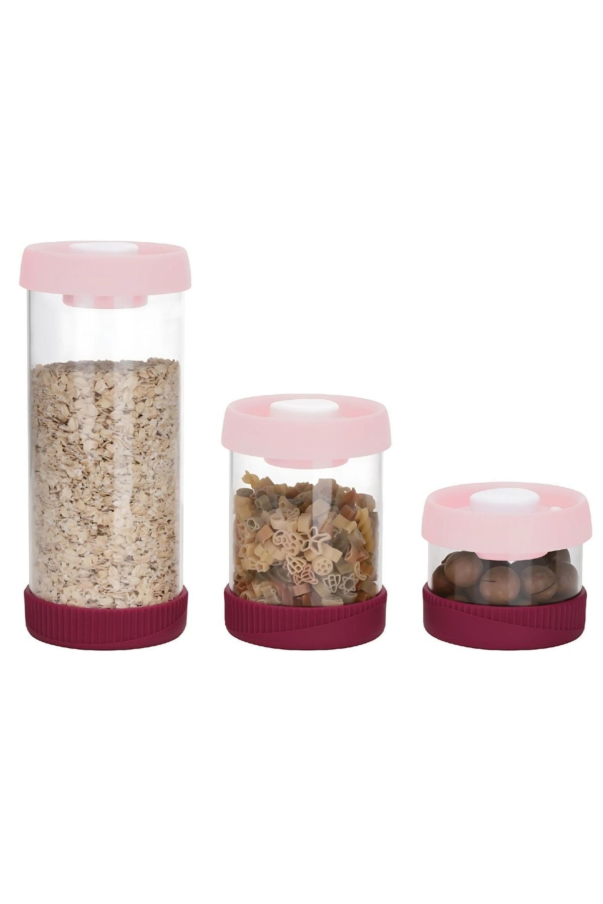 Yuvarlak Vakumlu Cam Saklama Kabı Seti, 3'Lü Set (450 ml+840 ml+1500 ml)
