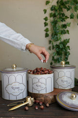 Retro Desenli Metal Saklama Kabı Seti - 3'lü Set (1,3 Lt - 1,7 Lt - 2,1 Lt) ERB30U6