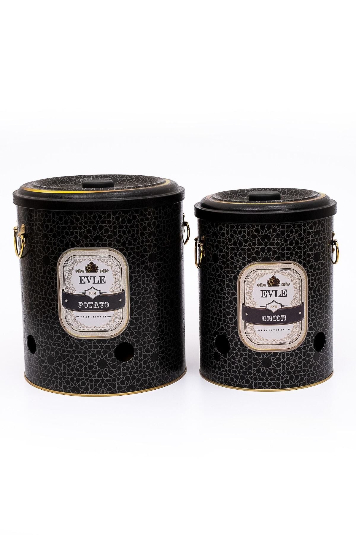Metal Patates Soğan Kovası - Sebzelik - Patates Soğanlık Sepeti 2li Set, Trellis Erb23v2