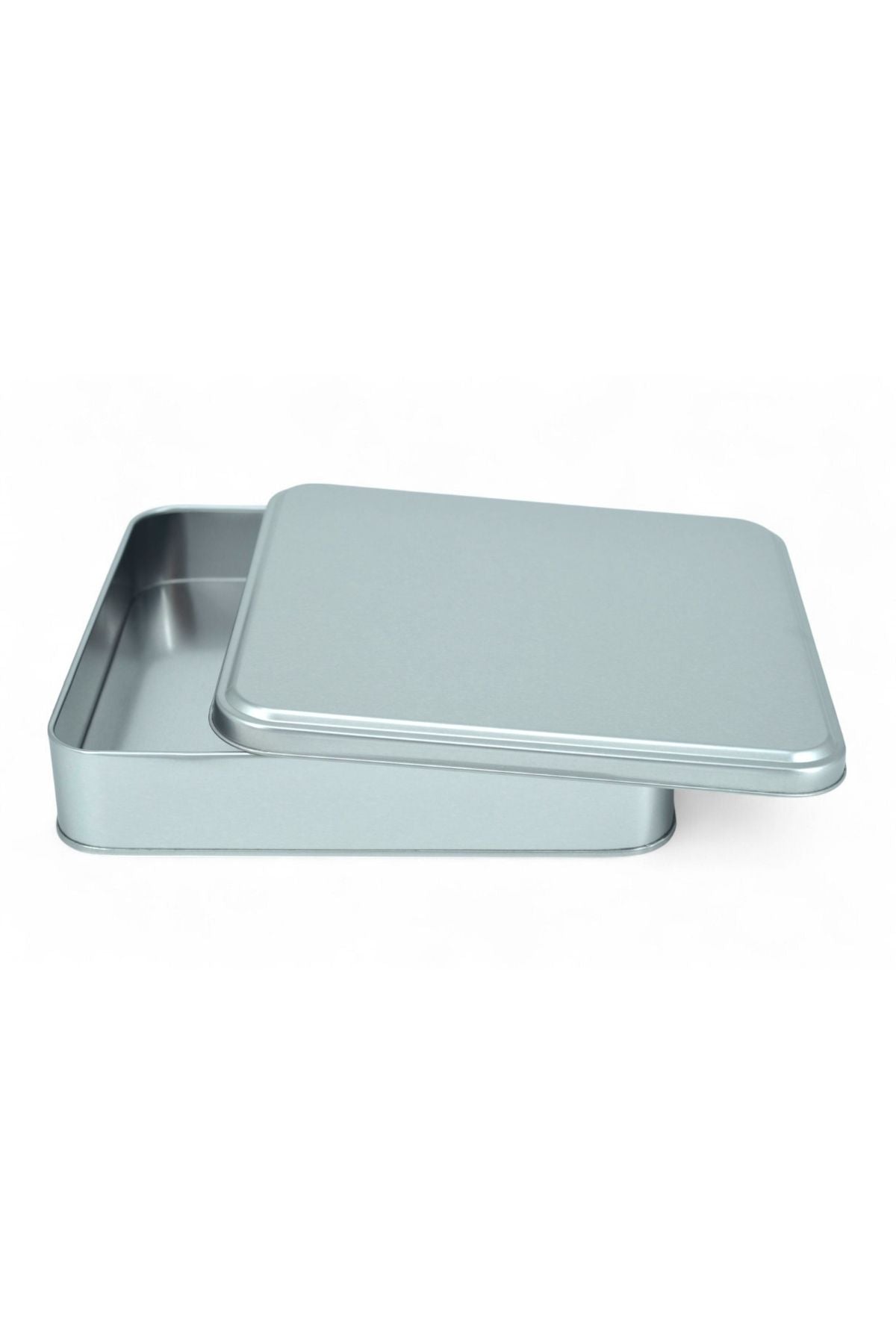 215x215x47 mm Metal Kapaklı Baskısız Metal Kutu, Mat Silver, 36 Adet