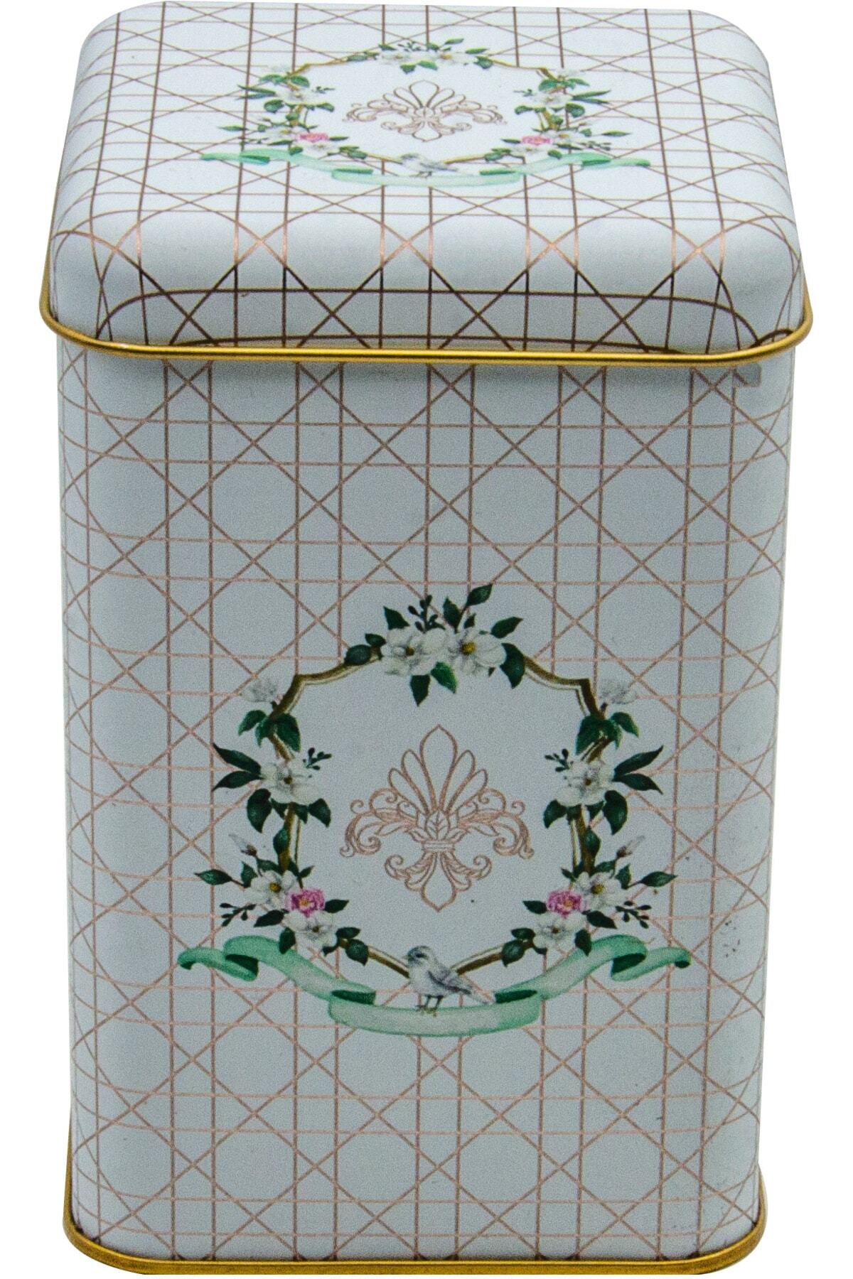 Evle Er022-7a Elegance Coffee Desenli Kare Metal Saklama Kabı 11x11 Cm