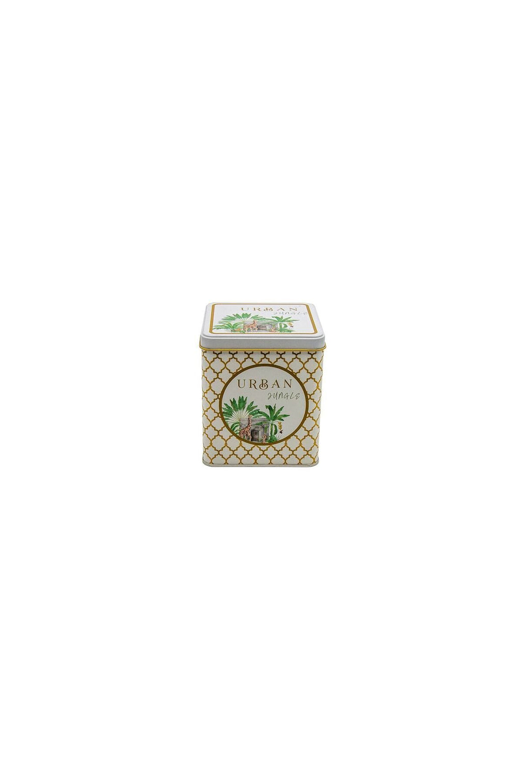 Er024-7ı Forrest Yellow Urban Desenli Kare Metal Saklama Kabı 12x12 Cm