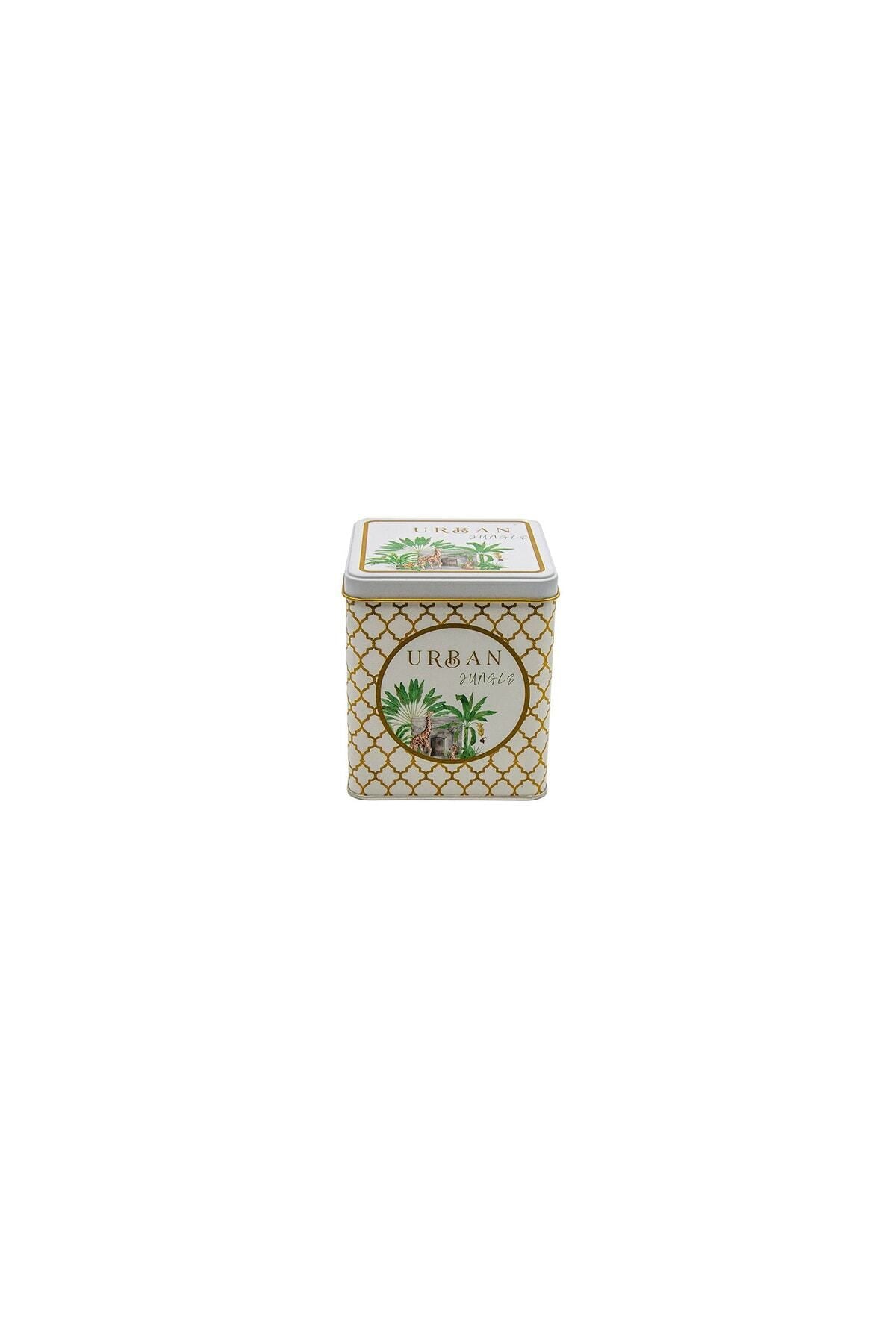 Er024-7ı Forrest Yellow Urban Desenli Kare Metal Saklama Kabı 12x12 Cm