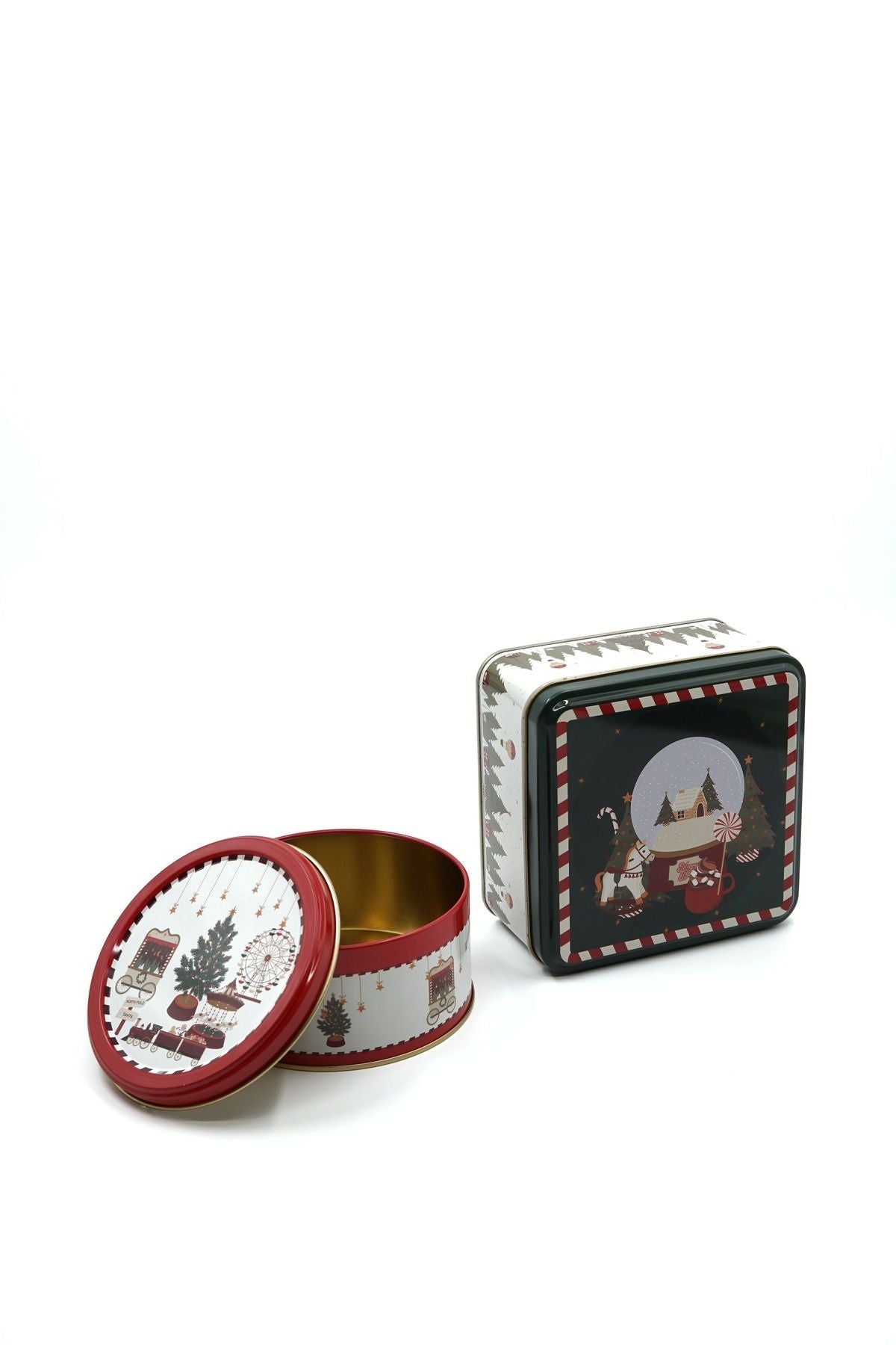 Yılbaşı Temalı 2'li Dekoratif Metal Kutu Seti, Glass Shpere Erb528r