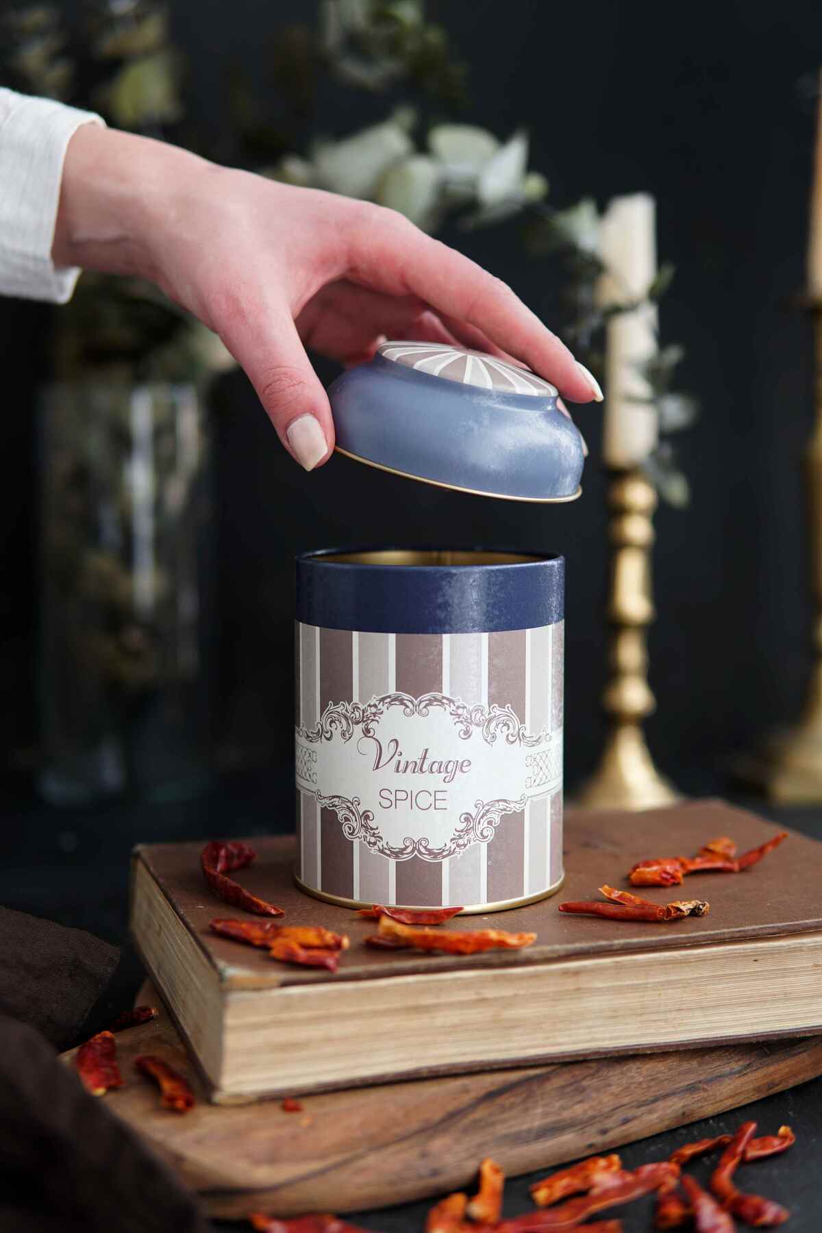 Yuvarlak Metal Saklama Kabı, Ø 9 x 11 cm, Kubbe Kapak, 0,6 lt