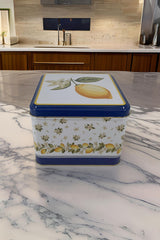 Limon Desenli Kare Metal Saklama Kabı 15.8 x 15.8 x 8.7 cm, 2.2 lt