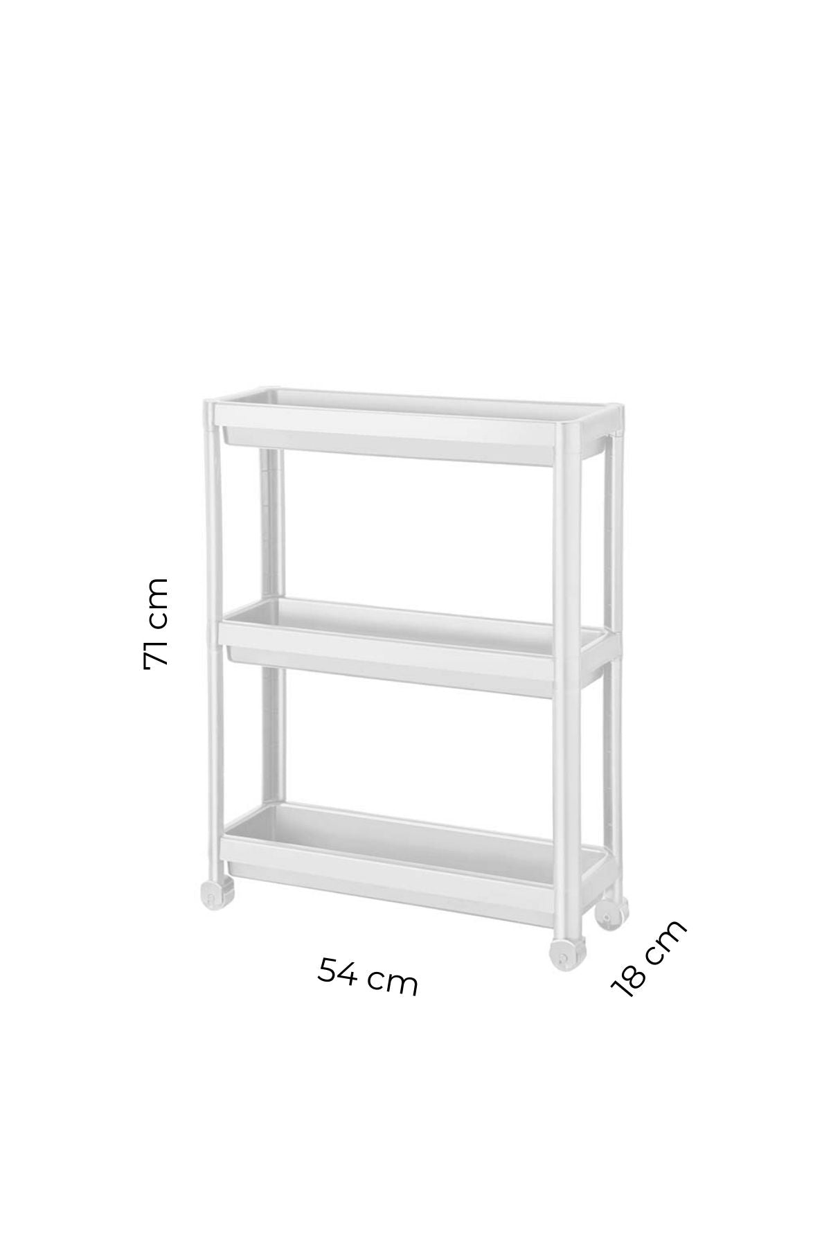 3 Katlı Tekerlekli Slim Raf Modüler Banyo Rafı, Mutfak Rafı