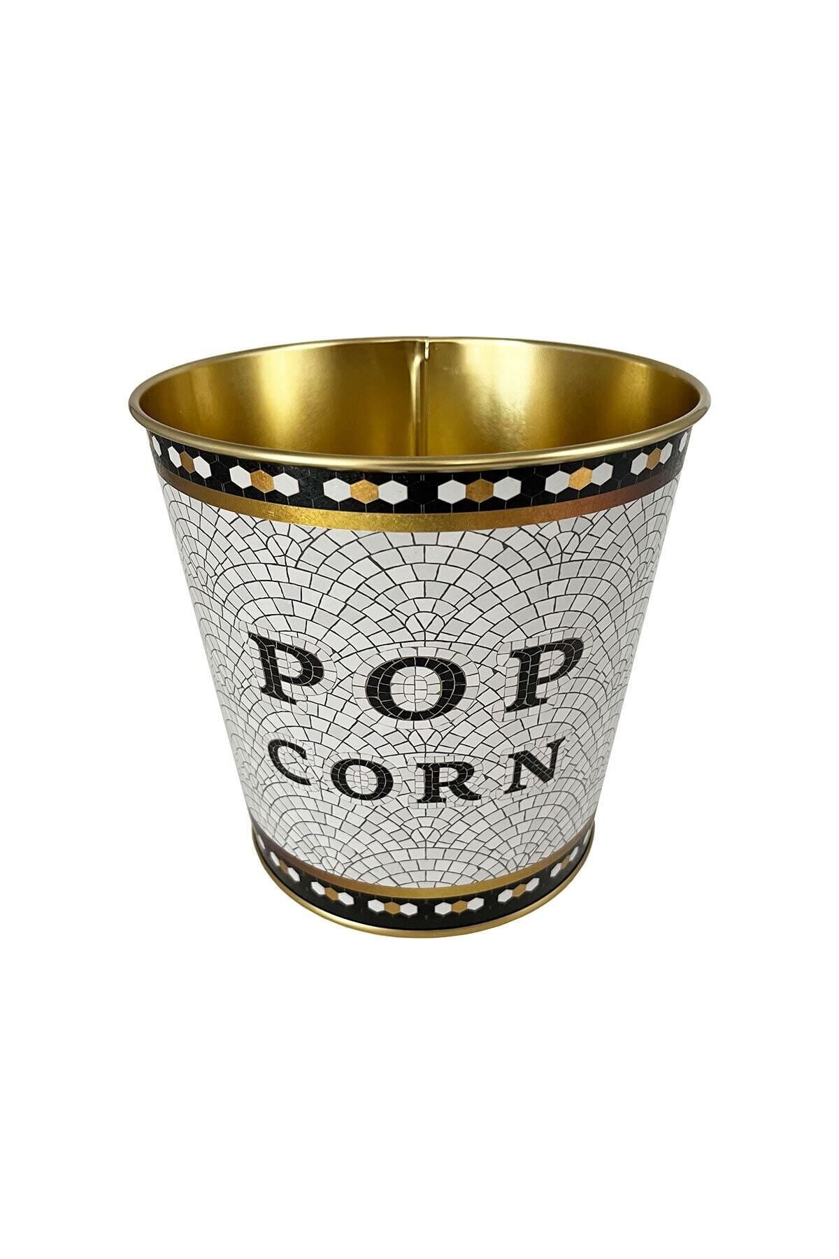 Metal Popcorn Kutusu - Patlamış Mısır Kovası 13.5 Cm, Mosaic Er149-1o