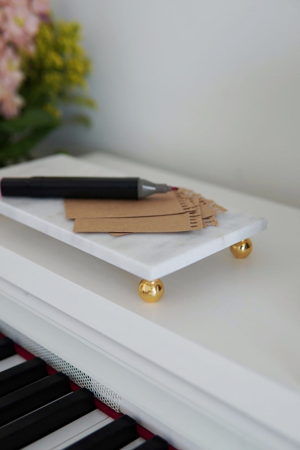 Beyaz Mermer Dikdörtgen Sunum Tabağı 24x12 cm | Çok Amaçlı Dekoratif Stand