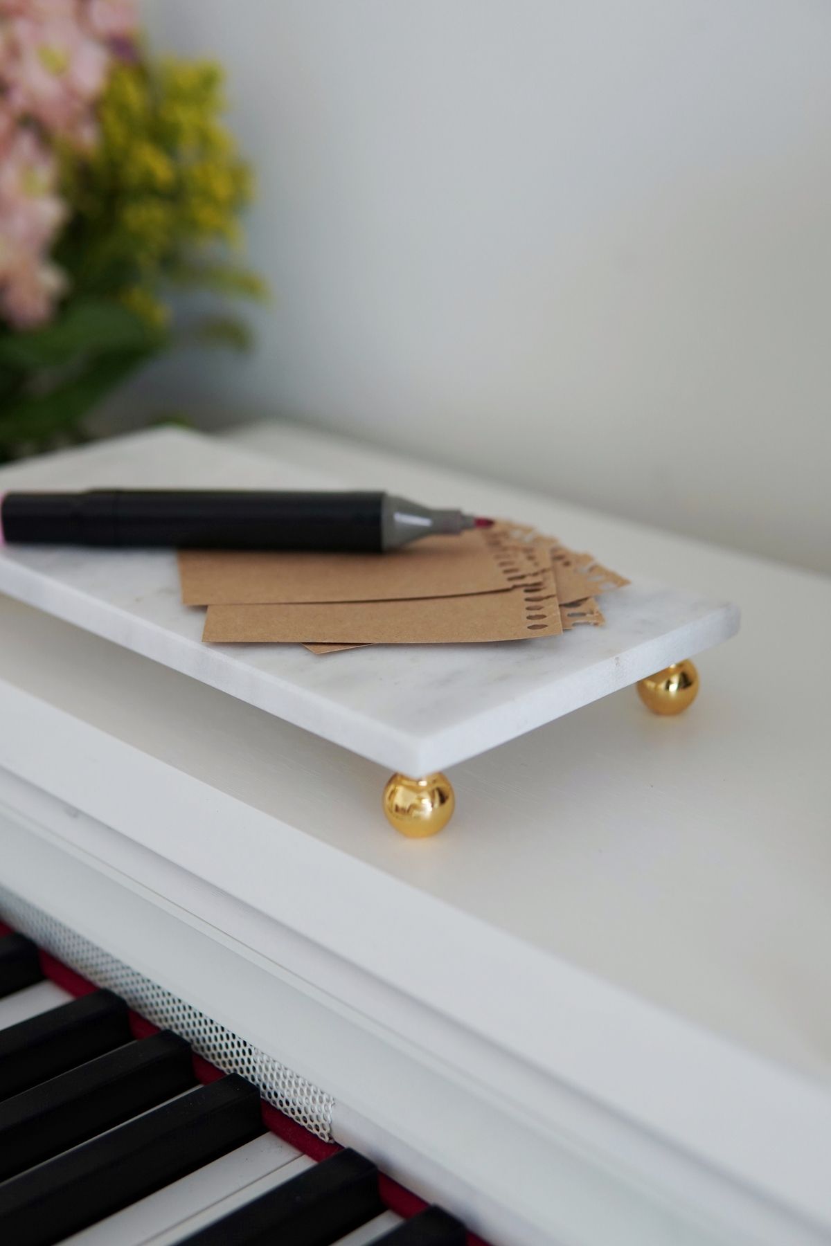 Beyaz Mermer Dikdörtgen Sunum Tabağı 24x12 cm | Çok Amaçlı Dekoratif Stand