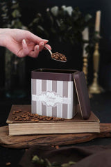 Er205-7a Elegance Coffee Desenli Kare Metal Saklama Kabı 8 X 12 Cm